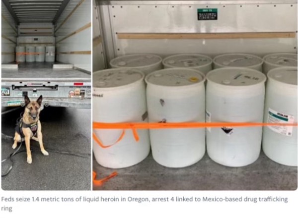Feds seize 1.4 metric tons of liquid heroin from Mexican Mafia