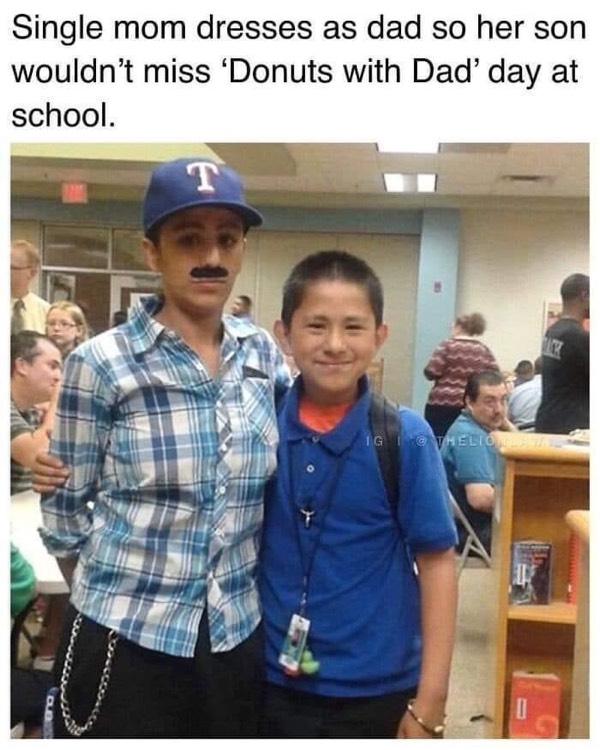 Mom Dresses Up As A Dad for "Donuts with Dad" Day