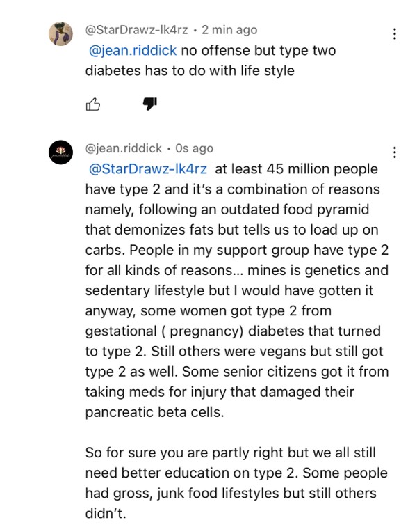 " Type 2 Diabetes Is Our Fault" This Commenter Said…