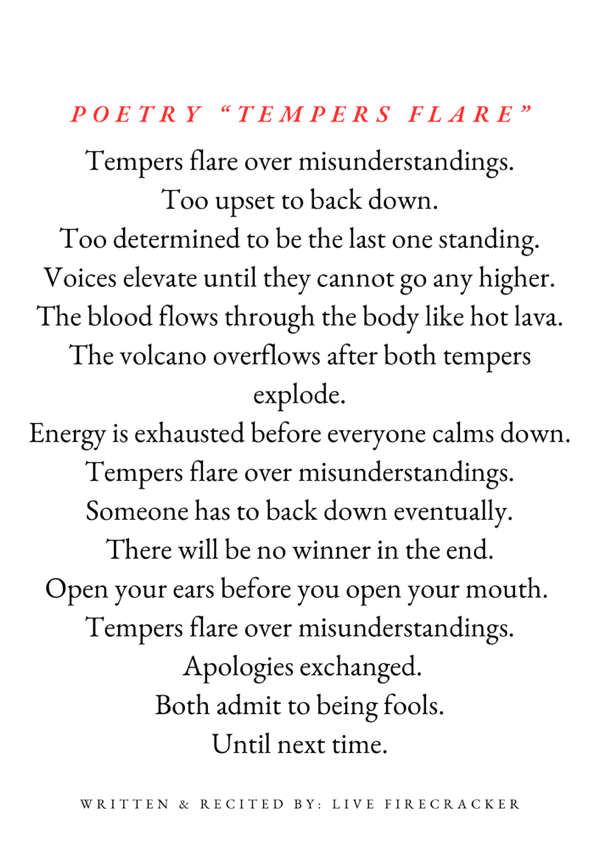 Poetry Called "Tempers Flare"