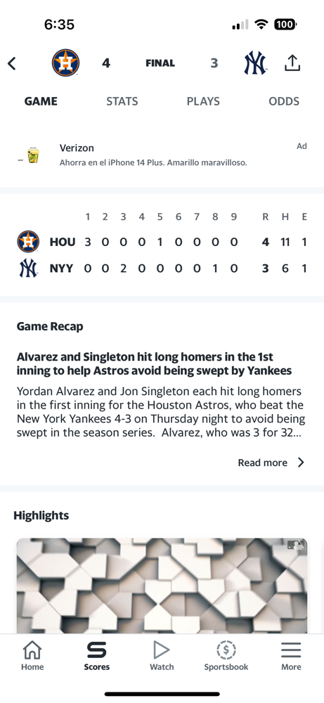 The Astros sneak by Yankees, avoiding the sweep in game 3 4-3.