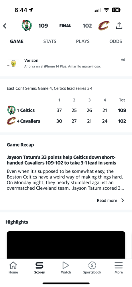 The Celtics are able to pull off a tough 109-102 victory Against the Cavaliers in game 4!