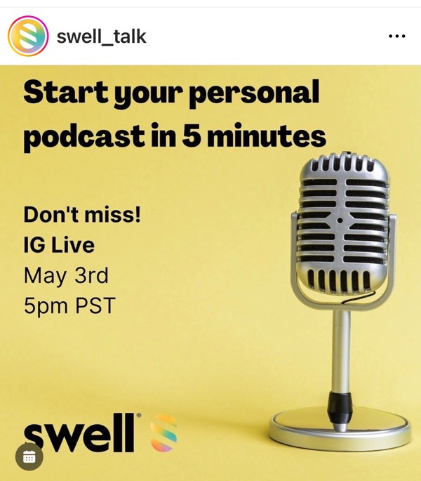 Swell on IG LIVE  Thank you for viewing. Any Questions?