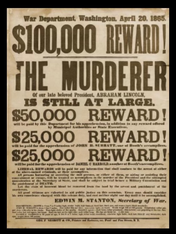 Wanted Poster John Wilkes Booth