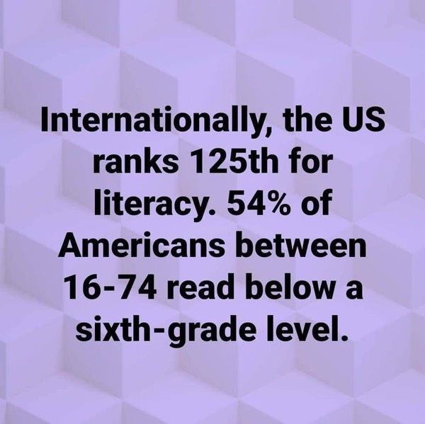54% of American Adults age 16-74 Are Not Literate
