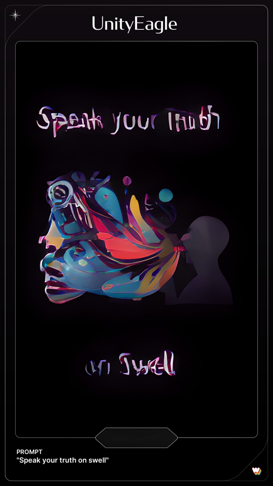 Art generated by ai "speak your truth on swell"