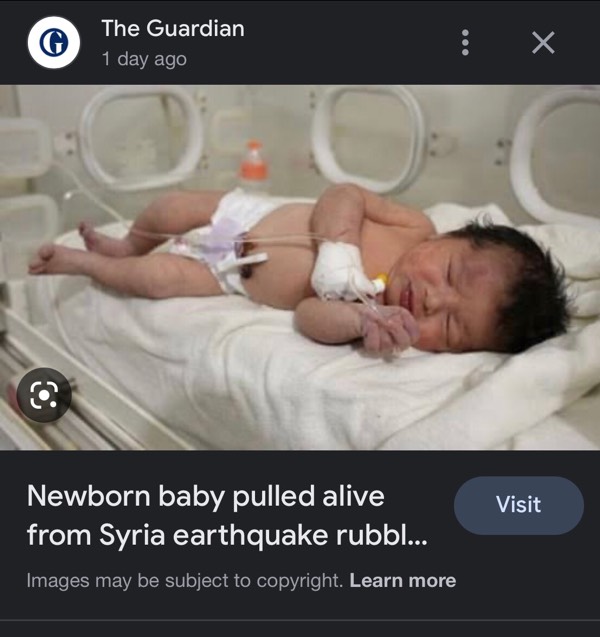 Newborn baby rescued in Syria quake…