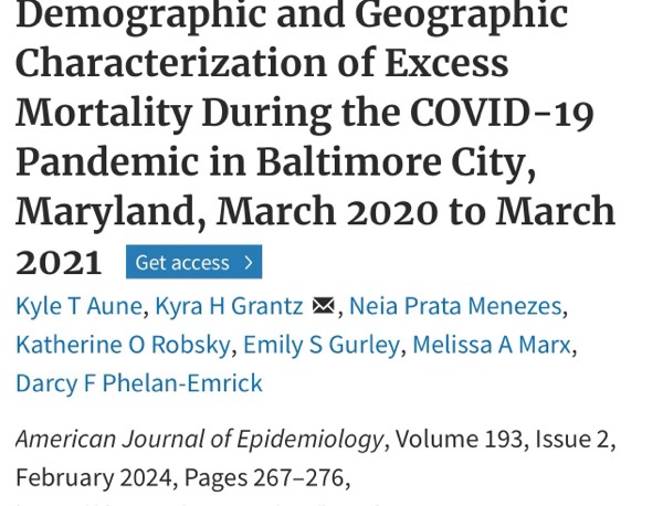Demographic and Geographic Characterization of Excess Mortality During the COVID-19 Pandemic in Baltimore City, Maryland