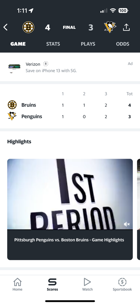 The Bruins battle Penguins and win, 4-3!
