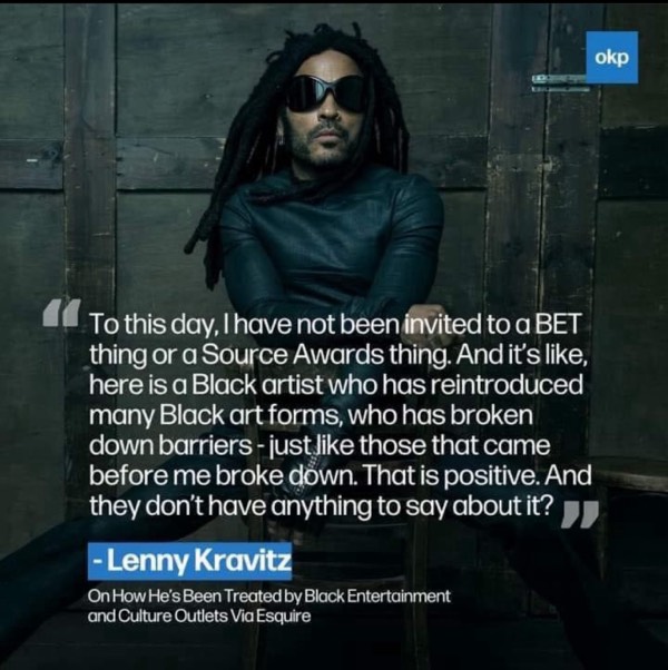 Lenny Kravitz says he’s never been invited to the BET or Source Awards