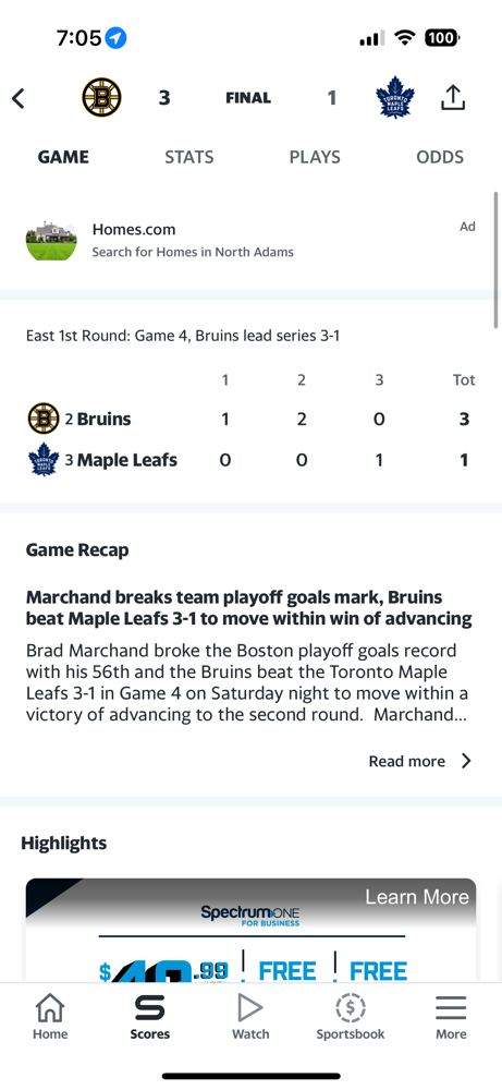 The Bruins keep it going with another win over the Leafs in game 4 of the playoffs, 3-1!