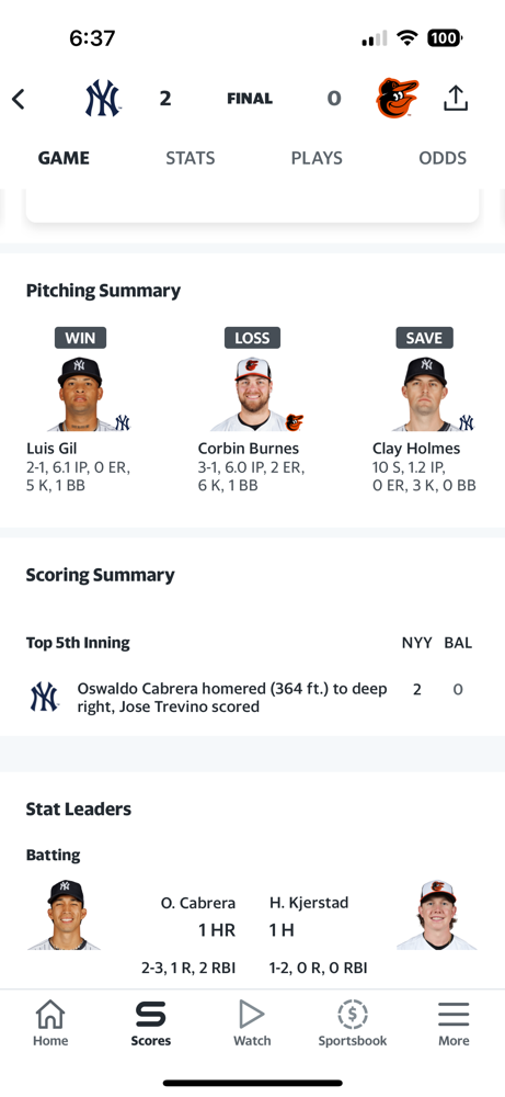 The Yankees are able to stall out the Orioles in game 3, winning 2-0!