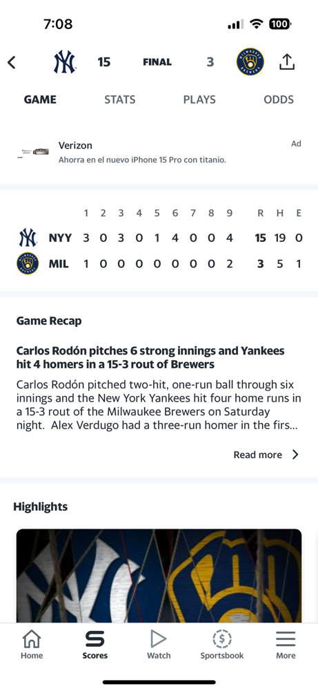 The Yankees embarrass the Brewers in game 2, 15-3!