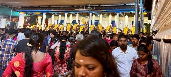 A night of celebration at a temple festival