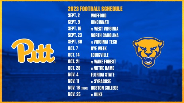 Pitt’s 2023 Football Schedule is announced.