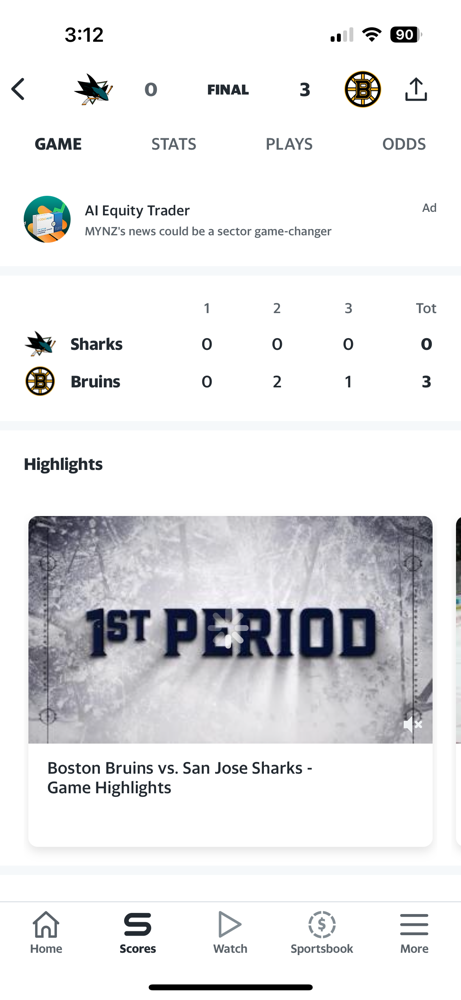The Bruins step off the struggle bus, wiping the floor with the Sharks! The score was 3-0!
