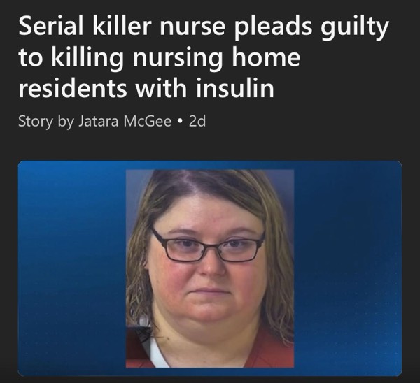 She killed  elderly patients because she felt like it.