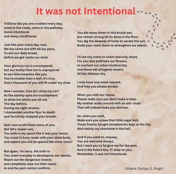 Poem:- It was not intentional
