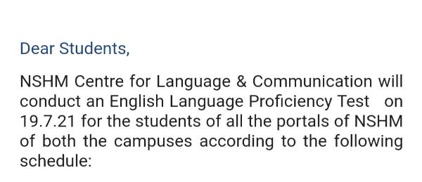 Update for English Proficiency Test- CLC