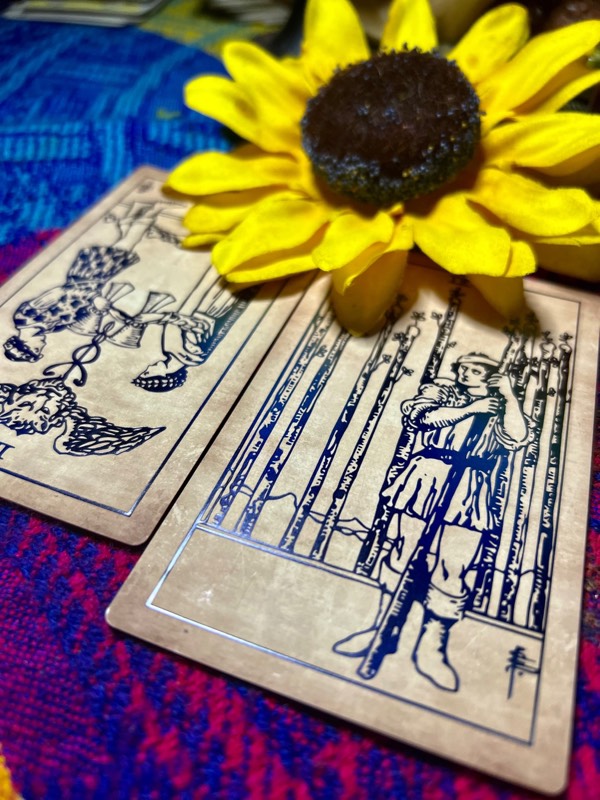 Two of Cups (rev) + 9 of Wands