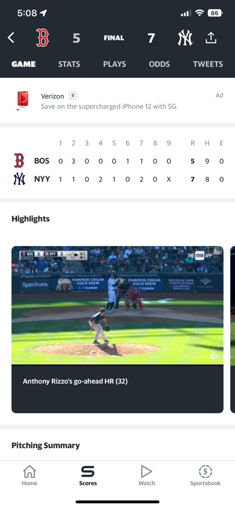 Yankees beat Sox’s in game 3, 7-5