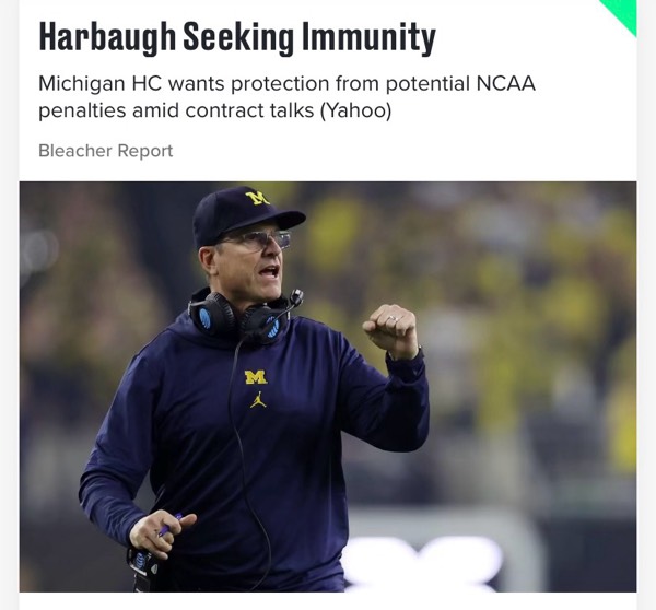 Jim Harbaugh seeks immunity