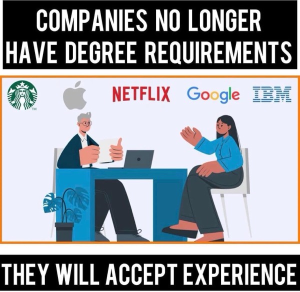 Companies No Longer Have Degeee Requirements