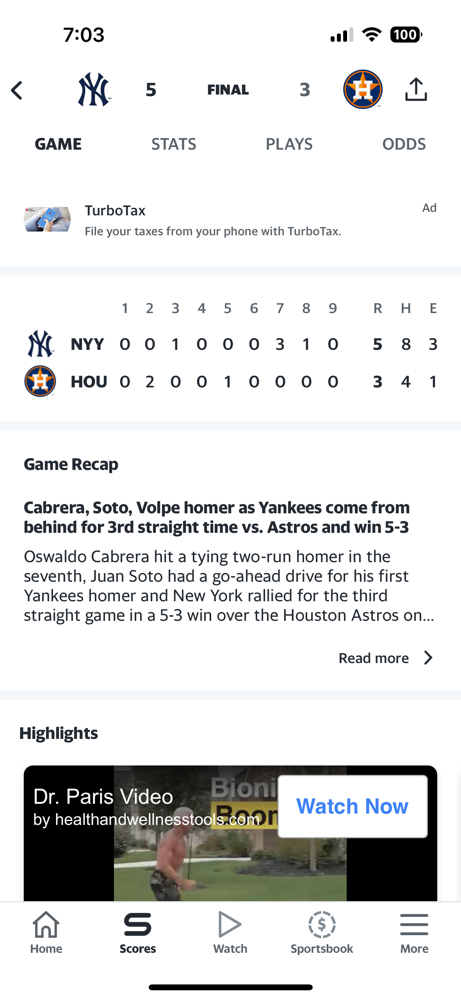 The Yankees get the better of the Astros again and take game 3, 5-3!
