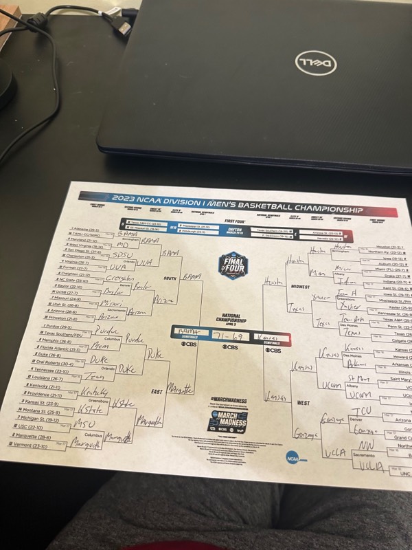 I picked Alabama to win in all in the 2023 March Maddness tournament!
