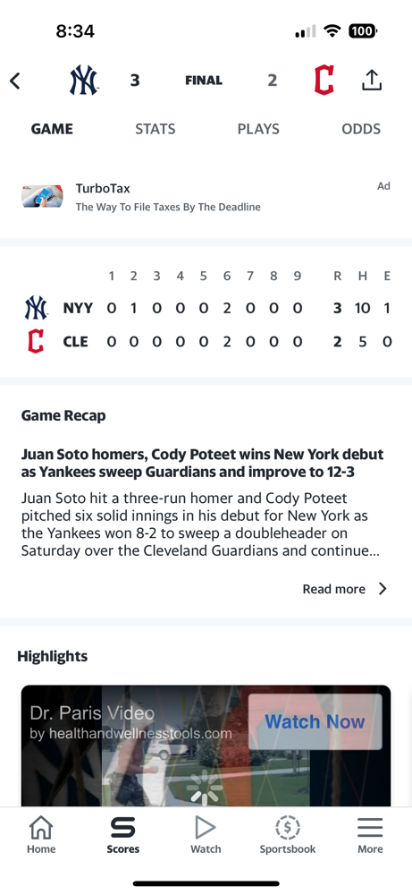 The Yankees are able to narrowly defeat Guardians in game 1 of a double-header, 3-2!