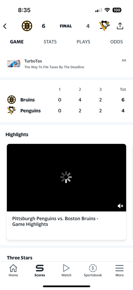 The Bruins battle the Penguins in a high scoring game, and win 6-4!