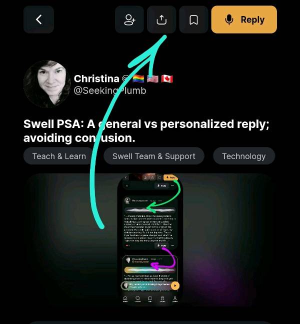 Swell PSA: Inviting/tagging a user, sharing a link.