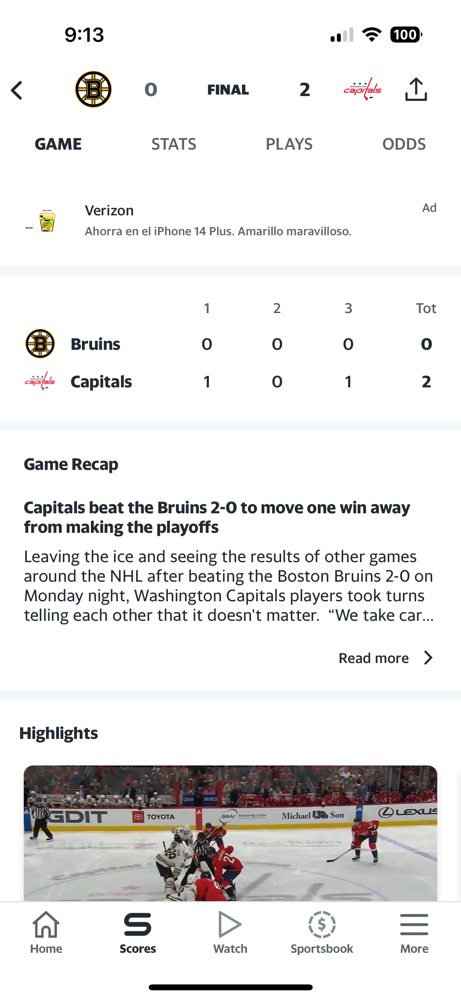 The Bruins can’t get going, as they get shutout 2-0 by the Capitals.