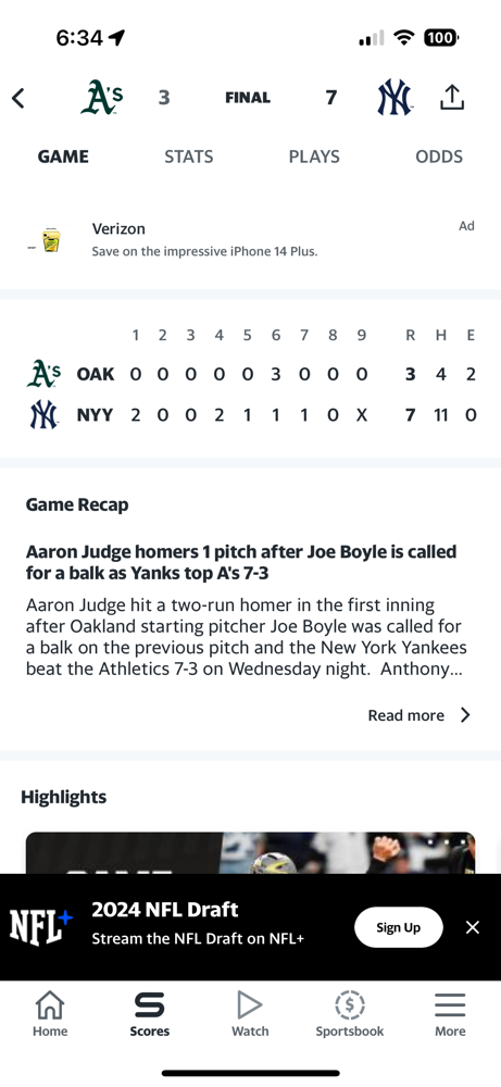 The Yankees dominate the A’s in game 3, 7-3!