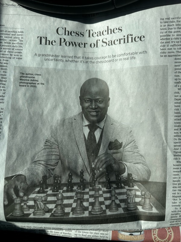 Chess Teaches The Power Of Sacrifice. #TheDailyAcorn Wall Street Journal Review