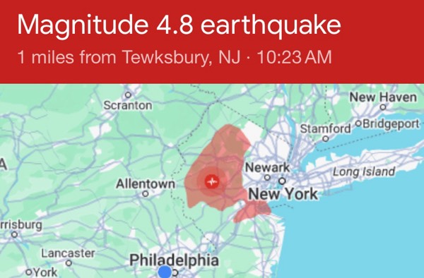 East coast earthquake