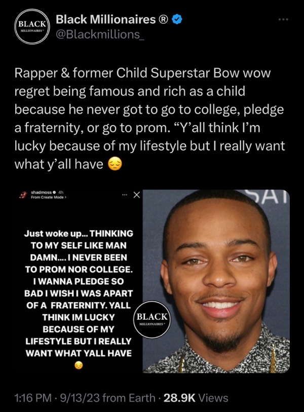 Bow Wow says he regrets being a child star