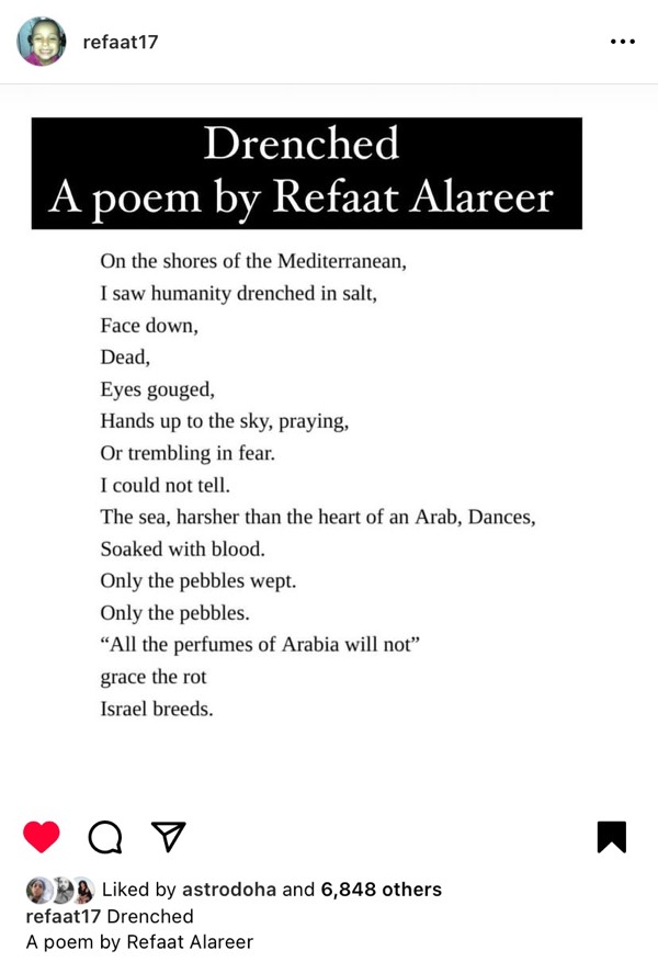 Refaat Alareer’s "Drenched"