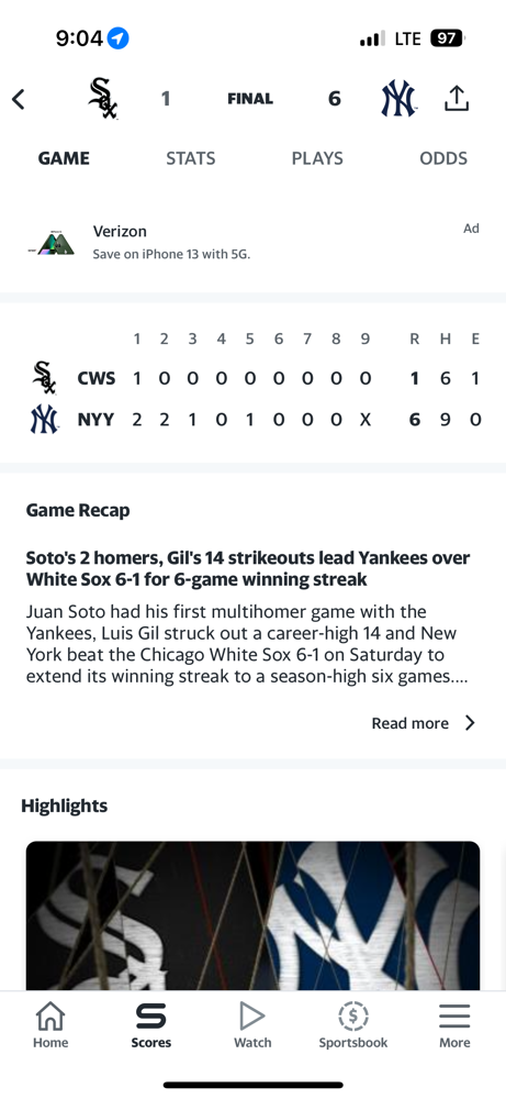 Luis Gill holds it down on the mound and lets the Yankee offense take off enroute to a 6-1 victory in game 2!